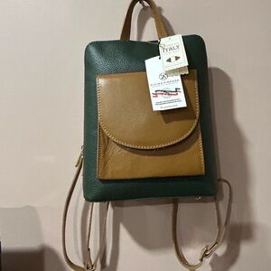 Divine Firenze Art Kitty Leather Backpack Purse